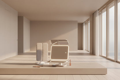 Led Desktop Makeup Mirror with bright illumination, perfect for precise application.